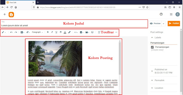 Kolom Posting Blogger