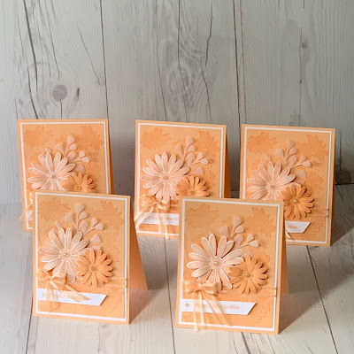 Collection of Pale Papaya Monochromatic Greeting Cards using Stampin' Up! Daisy Garden stamp Set and coordinating Daisy Punches