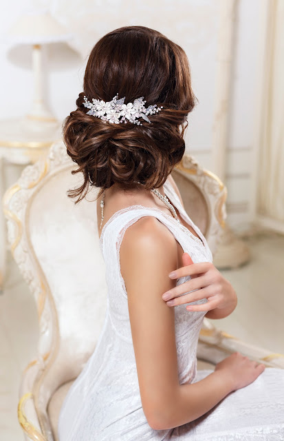 flower silver pearl wedding hair comb bridal flower accessorie