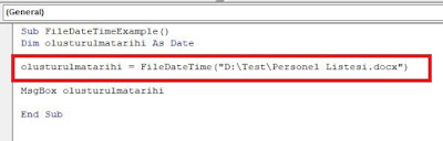 FileDateTime Fonksiyonu
