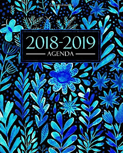 Agenda 2018-2019: 1 settembre 2018 al 31 agosto 2019: 19x23cm: Agenda 2018-2019 settimanale italiano: Bellissimi fiori blu ad acquerello