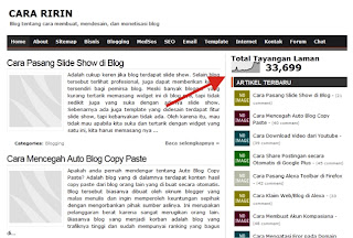 Widget Statistik di Blog Cara Ririn