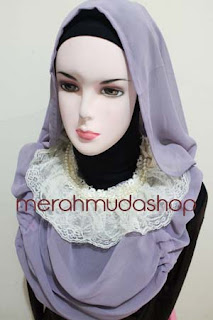 jilbab hoodie kalung renda