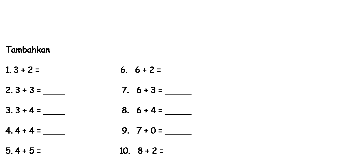 KSSR MATEMATIK: Operasi Tambah Hingga 10