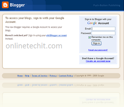 BloggerGoogleAccountSignIn