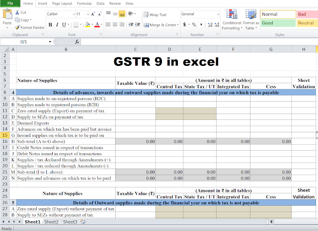 Format of GSTR 9 word format or Excel – Free Download