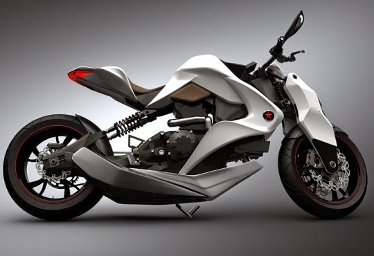 sophisticated high-tech motorcycle black and white super