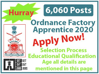 No Exam Ordnance Factory Board Recruitment 2020