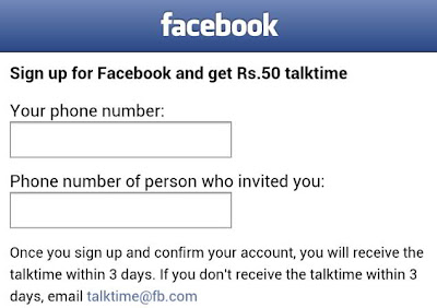 free talk time for every Facebook sign up