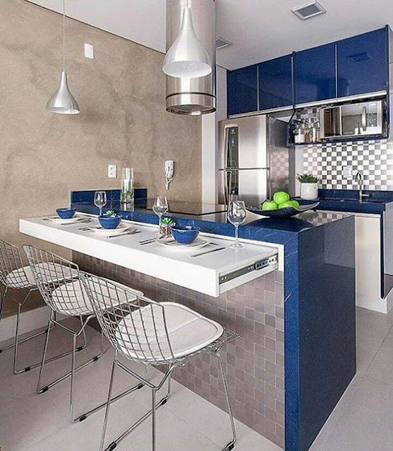 cozinha azul decorada