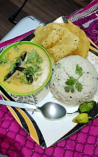 Mixed tadka dal with rice