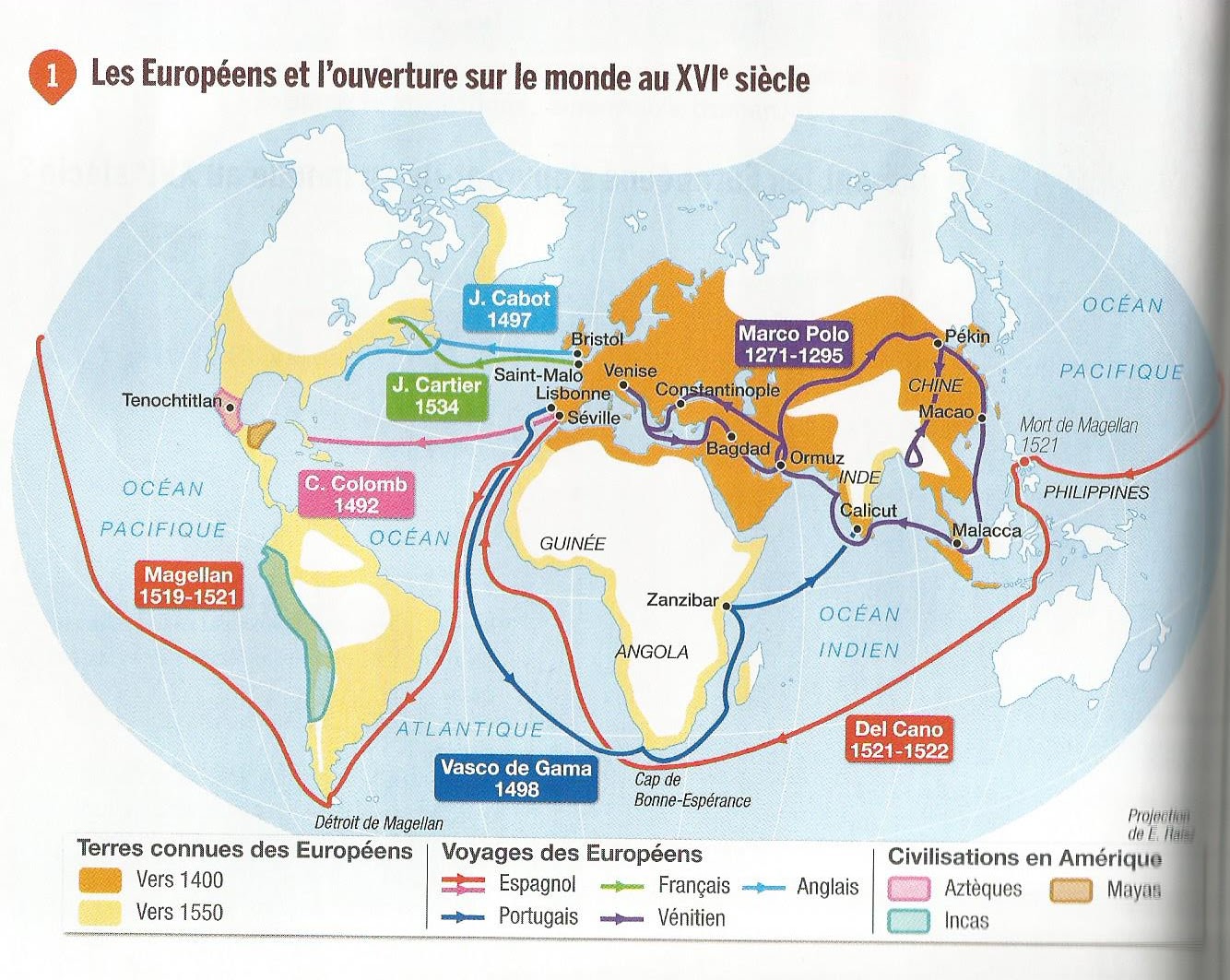 M Caudron Histoiregéo Carte Des Découvertes Au Xvie Siècle