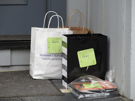 Freecycle items waiting on front porch, waiting to be picked up