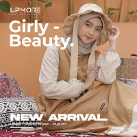 Koleksi Upmore Terbaru Liliana Golden Brown Baju Gamis Muslimah Cantik Anggun Stylish Kekinian Anak Muda