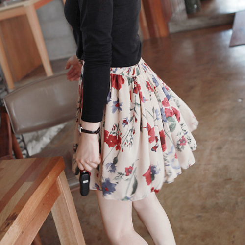 Korean Floral Swing Skirt