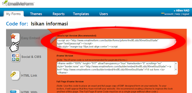 Cara Pasang EmailMeForm pada Blog, Pasang Email Me Form