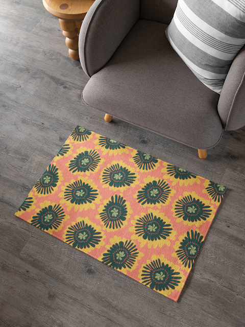 Yellow flowers rug at society6