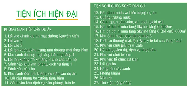 Tiện ích chung cư Eco Green City