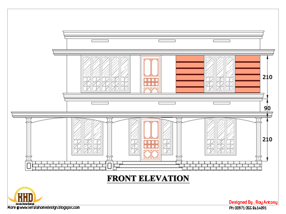 free house plans in 2d drawings - square house elevation - March 2012