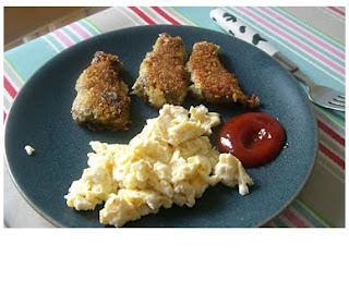 veggie bites and scrambled eggs