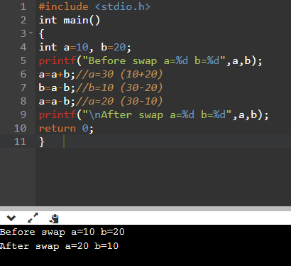 Swap number program in c