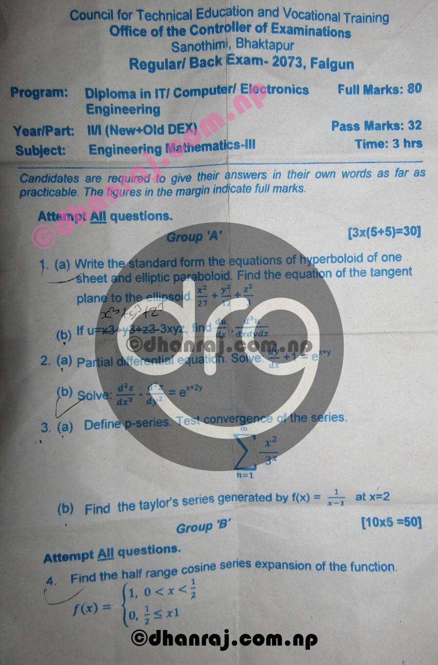 Engineering-Mathematics-III-Question-Paper-2073-CTEVT-Diploma-2nd-Year-1st-Part