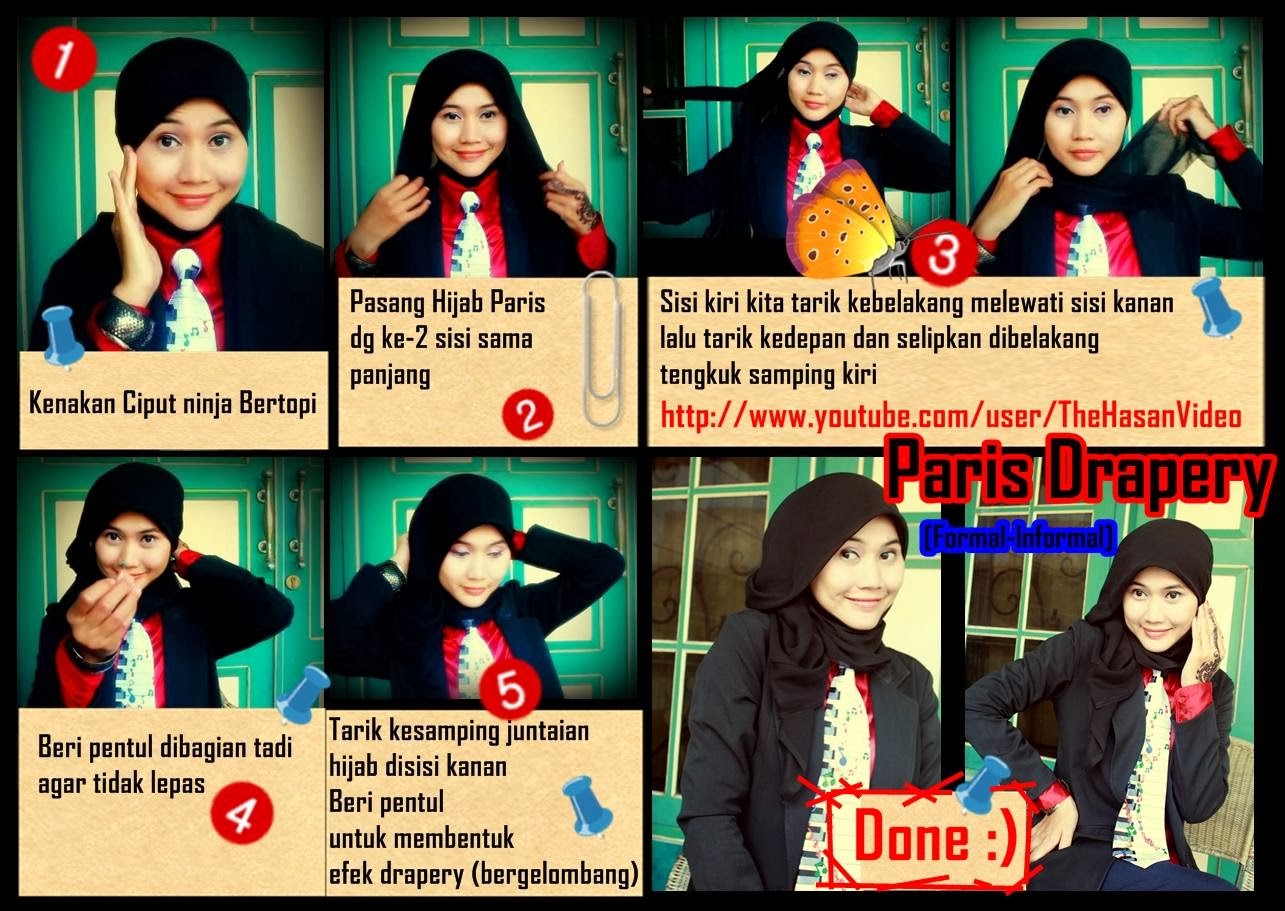 22 Gambar Menarik Tutorial Hijab Paris Ciput Topi Tahun 2017