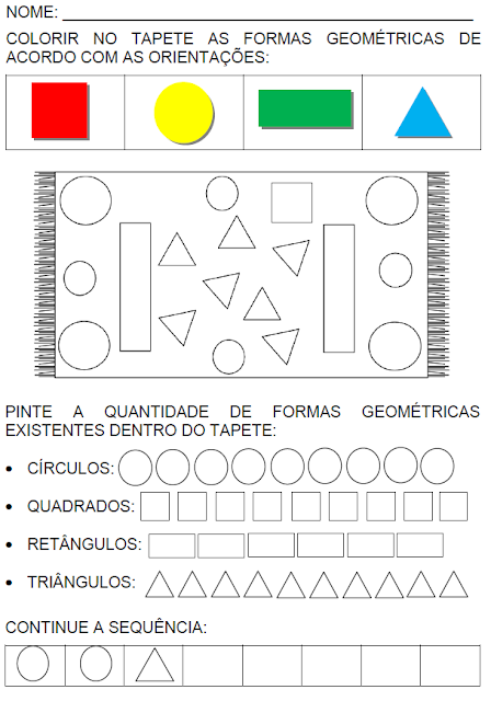 Atividades - contando figuras geométricas planas e sequência