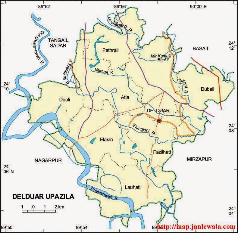 delduar upazila map of bangladesh