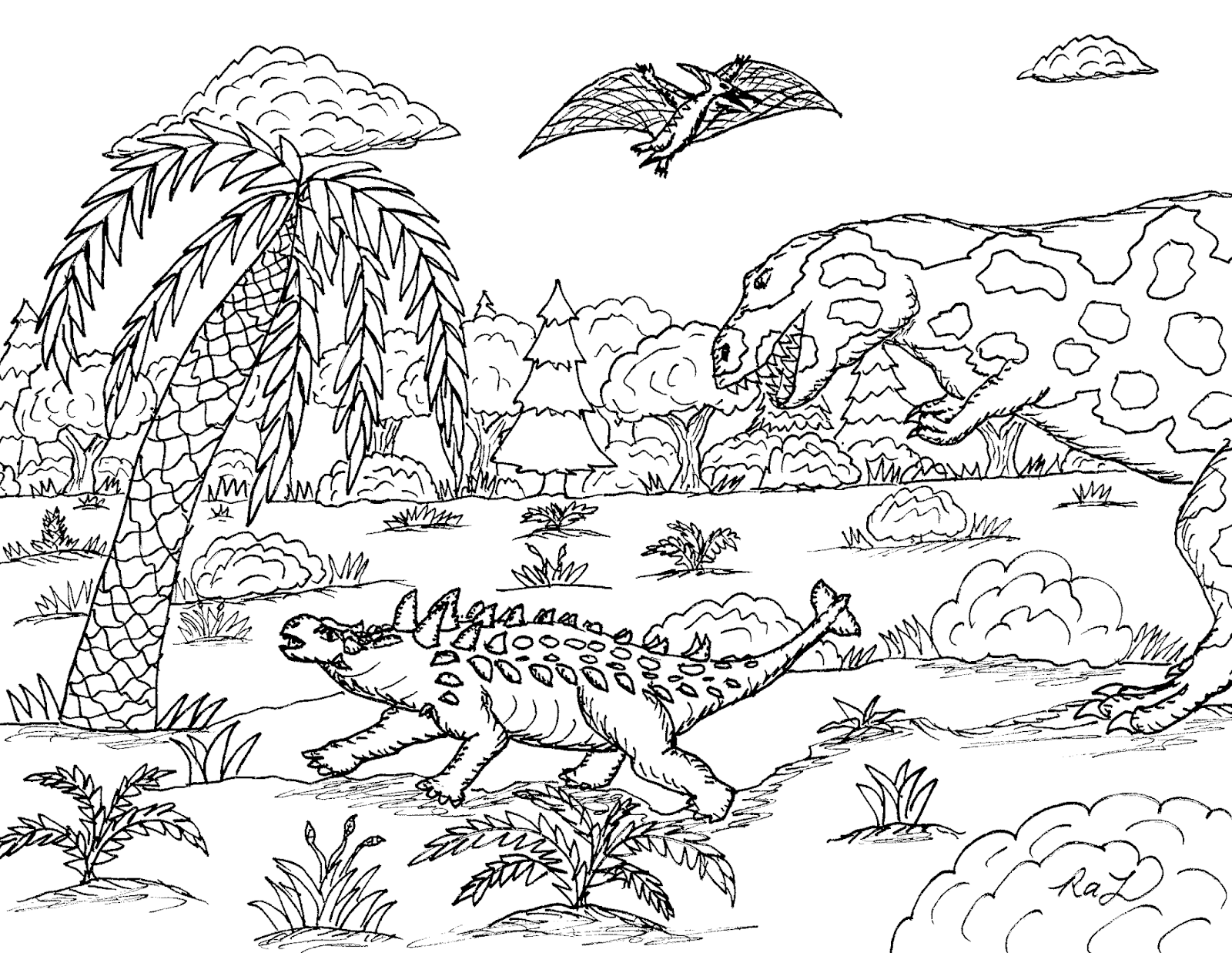 Download Robin's Great Coloring Pages: Ankylosaurus vs T. rex