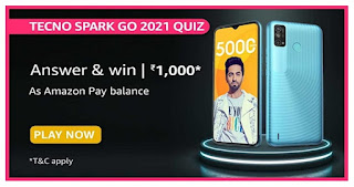 Amazon Tecno Spark Go Quiz Answers