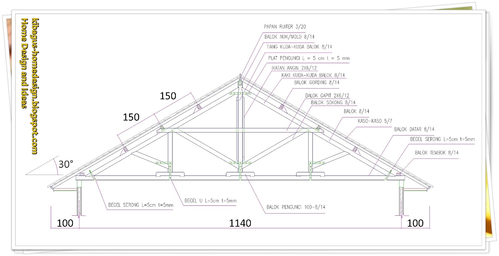 Model Kuda  kuda  kayu  untuk rumah tinggal detail  dan 