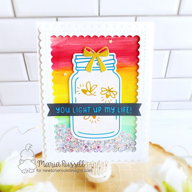 Light Up my Life Fireflies Card by Maria Russell | Fireflies Hot Foil Plates, Jar Hot Foil Plates, Bright Sentiments Hot Foil Plates, Banner Duo Die Set and Frames & Flags Die Set by Newton's Nook Designs