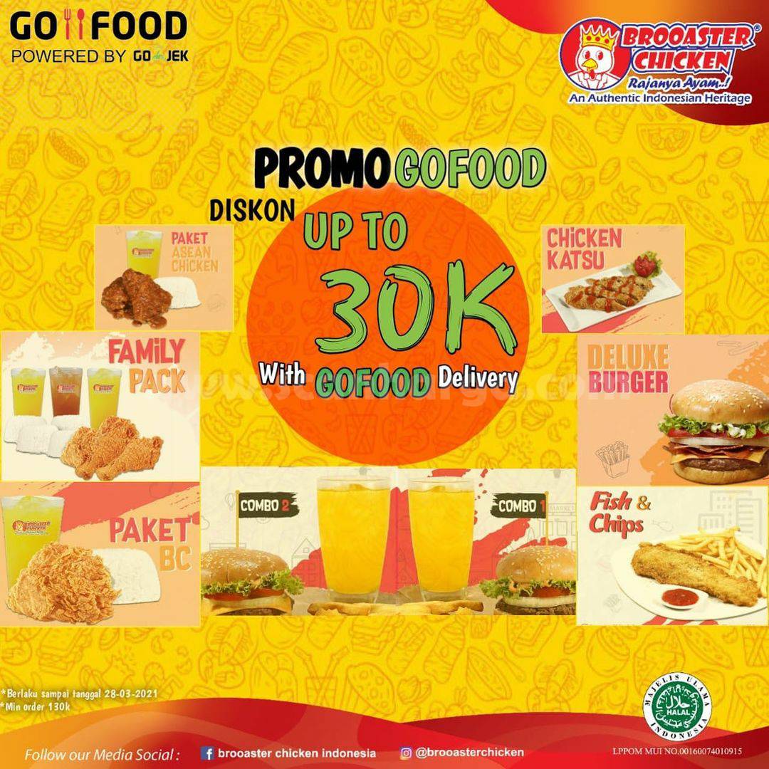 BROOASTER CHICKEN Promo DISKON Rp 30.000 via aplikasi GOFOOD