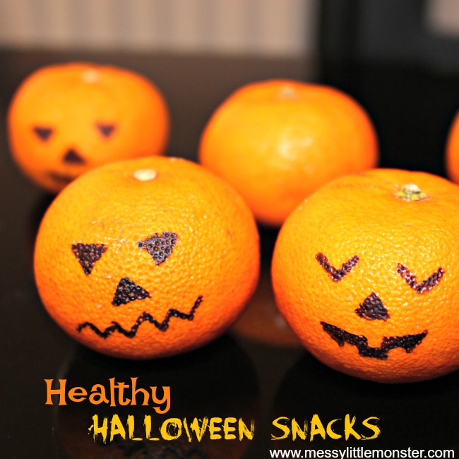 Easy Halloween Treats for Kids - tangerine jack o lantern