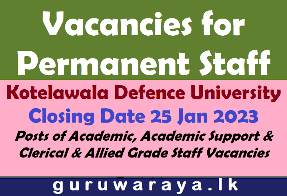 Permanent Vacancies - Kotelawala Defence University 