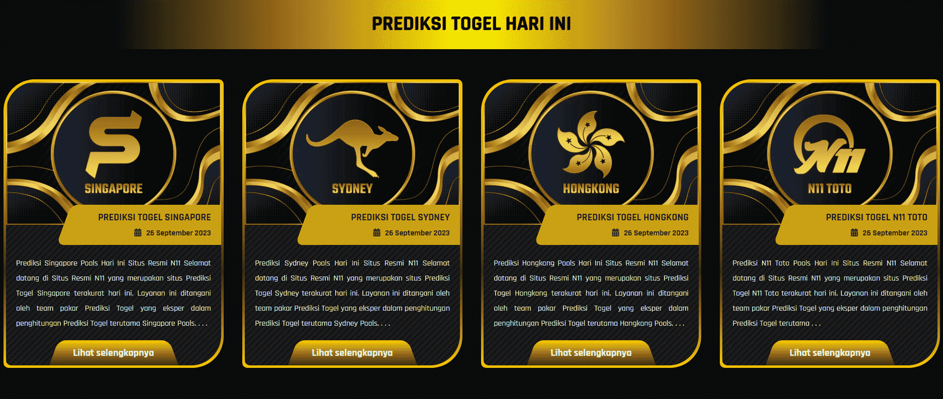 Prediksi togel akurat dari Website N11 untuk berbagai pasaran togel.