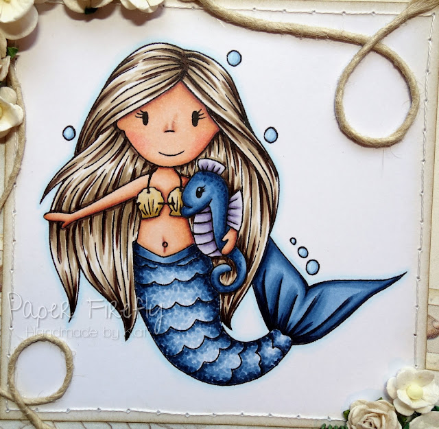 Gatefold card featuring mermaid Ellie by The Paper Nest Dolls