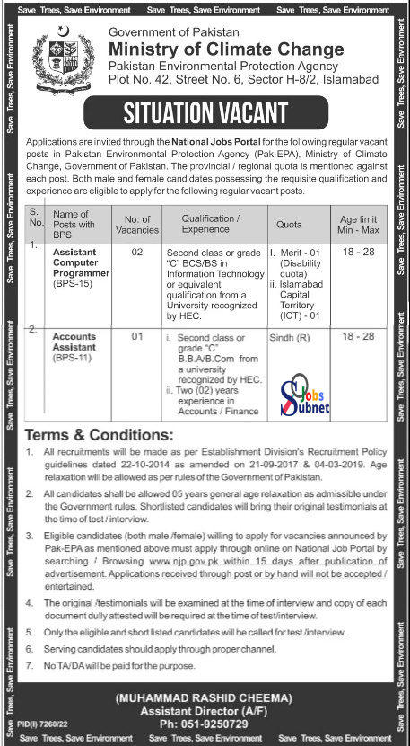 Ministry Of Climate Change Jobs 2023 MOCC Online Apply