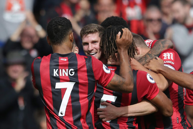 Bournemouth players celebrate goal