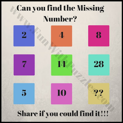 Can you find the missing number? 2 4 8, 7 14 28, 5 10 ??