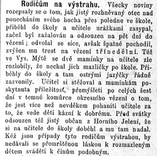 Článek z novin r. 1886