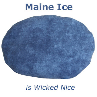 Maine Warmers Maine Ice pack is blue, flannel, filled with whole corn and has a washable cover