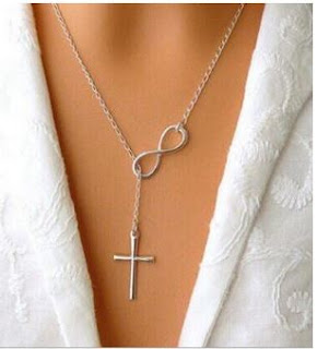 Iumer Cross necklace Lucky Crystal Necklace Silver Pendant Jewelry Gift