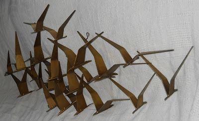 C Jere, Curtis Jere, Artisan House, Birds in Flight, Flock of Seagulls, Huge Wall Sculpture  58 inches wide (4ft. 10 in.) 24 inches (2 ft.) height.