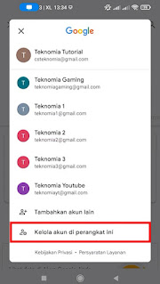 pilih menu Kelola akun di perangkat ini