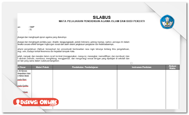 Silabus SMP Kurikulum 2013 Kelas 7, 8, 9 Lengkap Terbaru