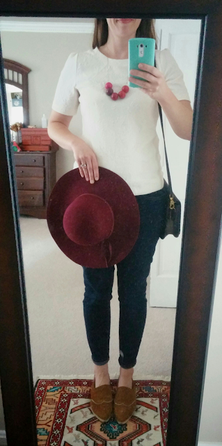 Burgundy hat, wine colored hat, oxblood hat, fall outfit