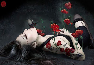 Ilustraciones Mujeres Chinas con Flores