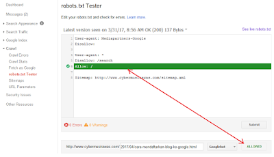 cara setting robot txt di blogger